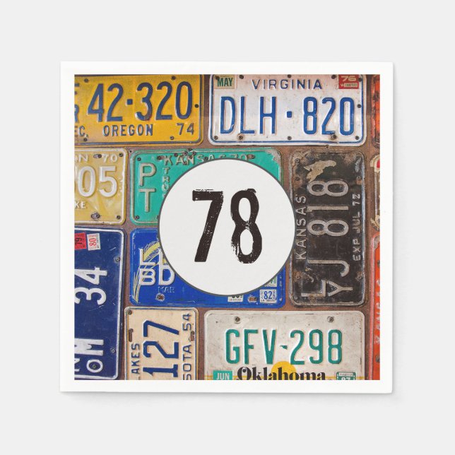 Rusty License Plate 78th Birthday Napkins (Front)