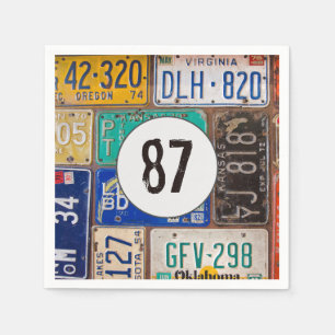 Rusty License Plate 87th Birthday Napkins