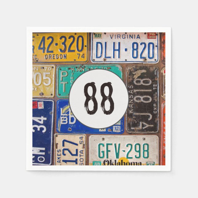 Rusty License Plate 88th Birthday Napkins (Front)