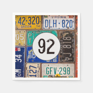 Rusty License Plate 92nd Birthday Napkin