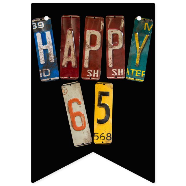 rusty license plate collection 65th birthday bunting flags (First Flag)
