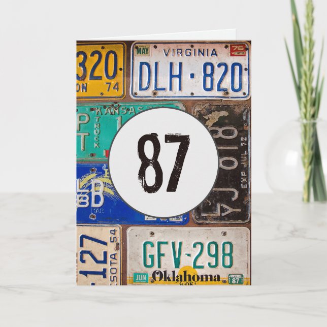 Rusty License Plates for 87th Birthday Card (Front)