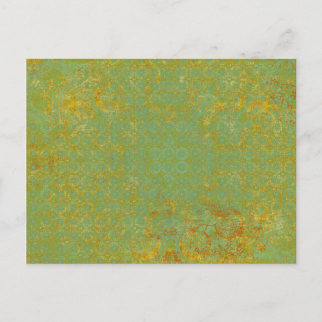 Rusty LIme Green Pattern Background Postcard (Front)