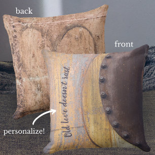 Rusty metal customizable  throw pillow