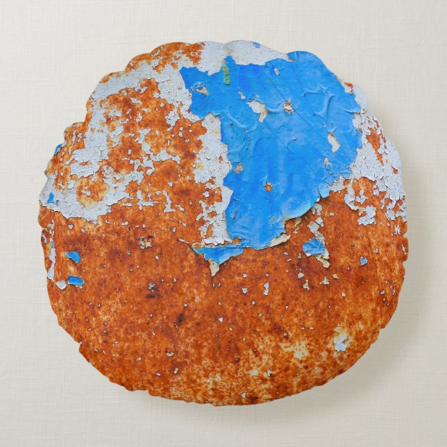 Rusty Metal: Grunge Textures Pattern Round Pillow (Front)
