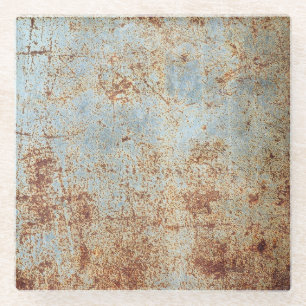 Rusty metal panel, textured background glass coaster