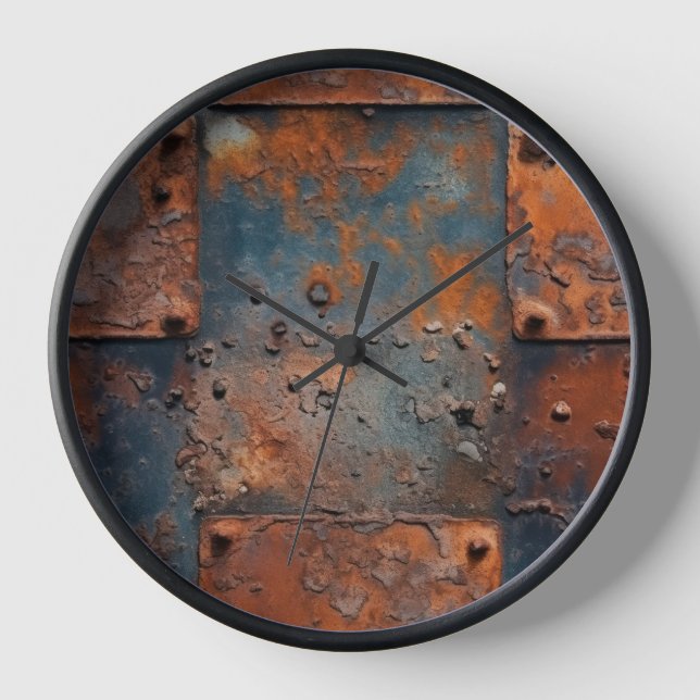 Rusty Metal Panels Clock (Front)
