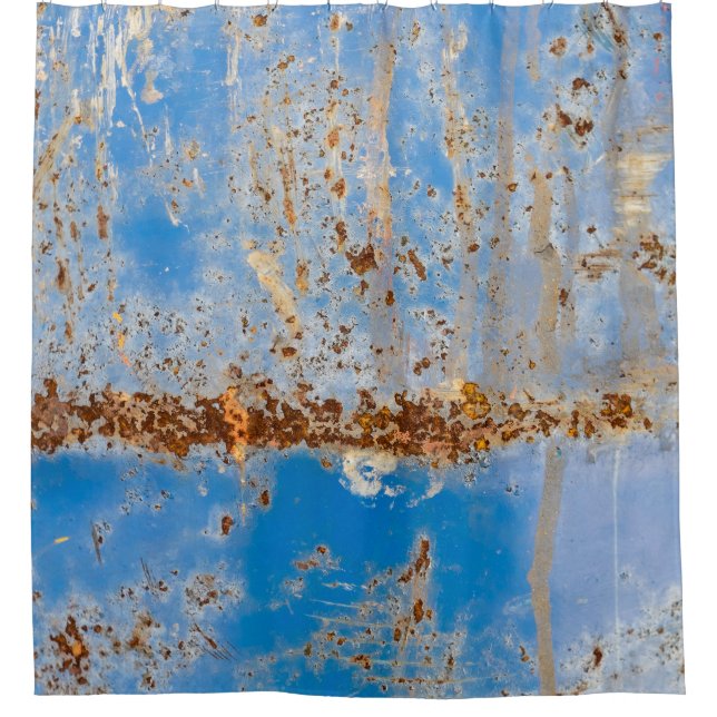 Rusty metal texture, blue scratchy decor. (Front)