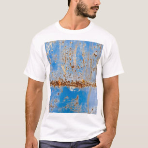 Rusty metal texture, blue scratchy decor. T-Shirt