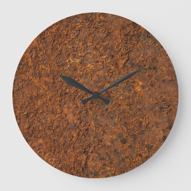 Rusty Metal: Textured Iron Aesthetics. Large Clock (Front)