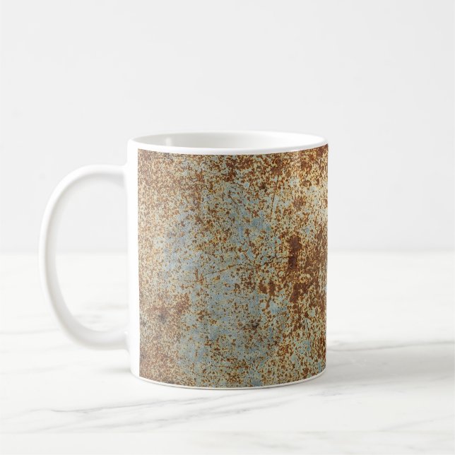 Rusty Metal: Textured Panel Background. Coffee Mug (Left)