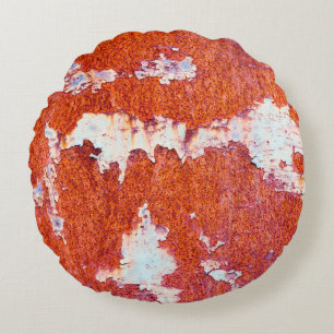 Rusty metal texturegrunge, textured, abstract, age round pillow