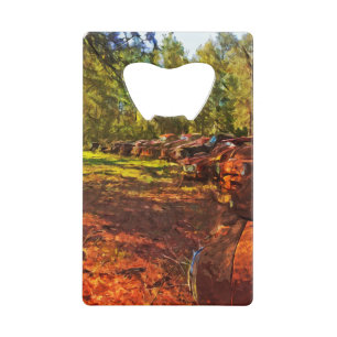 Rusty Old Cars and Trucks Abstract Impressionism Wallet Bottle Opener