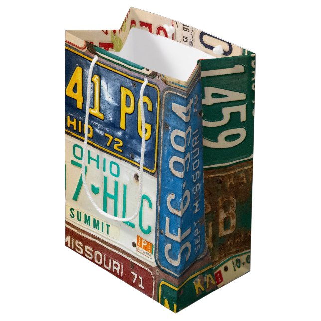 rusty old license plates medium gift bag (Front Angled)