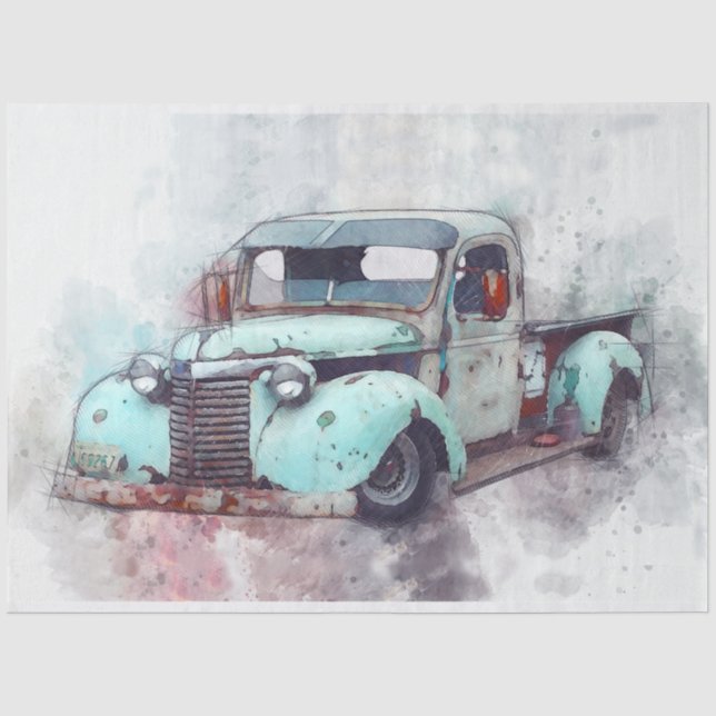 Rusty Old Truck Vintage 20x30  Decoupage Tissue Paper (Front)
