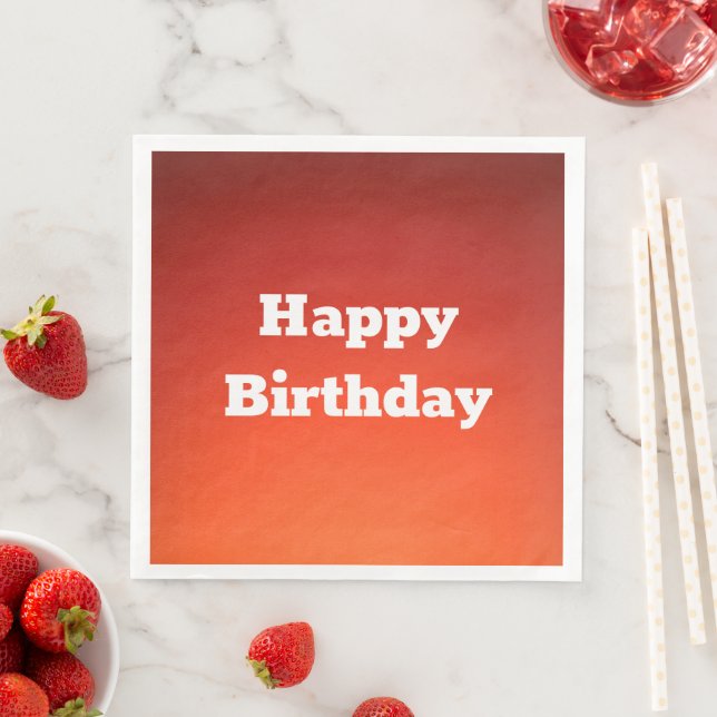 Rusty Orange Happy Birthday Paper Napkins (Insitu)