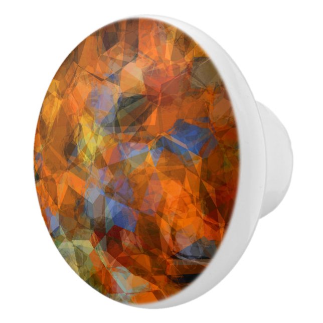 Rusty Orange Modern Abstract Design Ceramic Knob (Right)