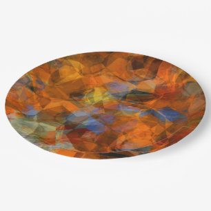 Rusty Orange Modern Abstract Design Paper Plate