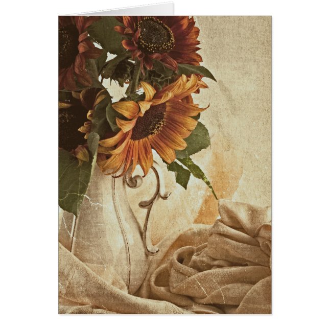 Rusty Orange Sunflowers Card (Front)