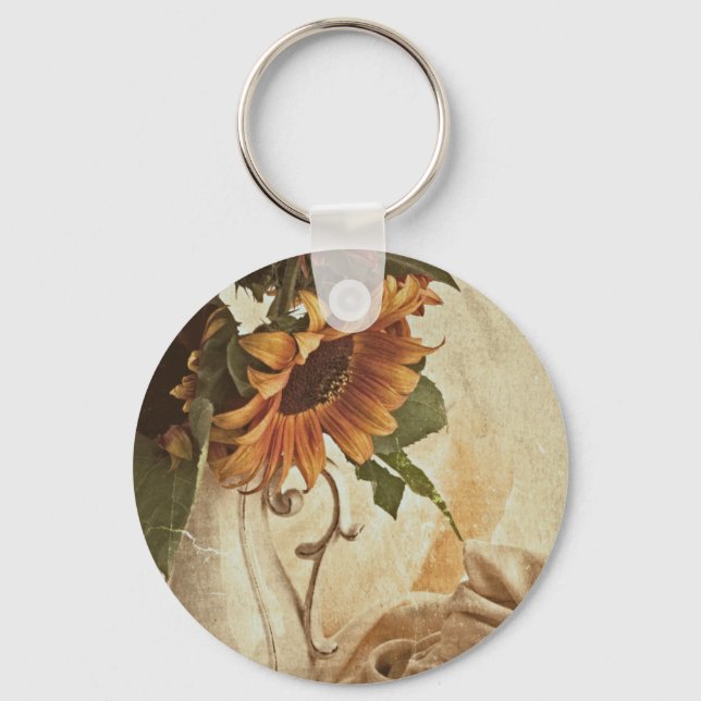 Rusty Orange Sunflowers Keychain (Front)
