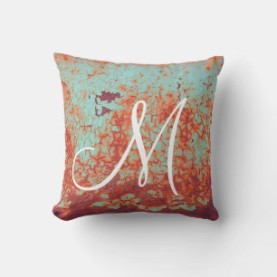 Rusty Peeling Paint Monogram Throw Pillow