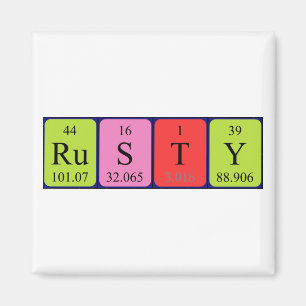 Rusty periodic table name magnet