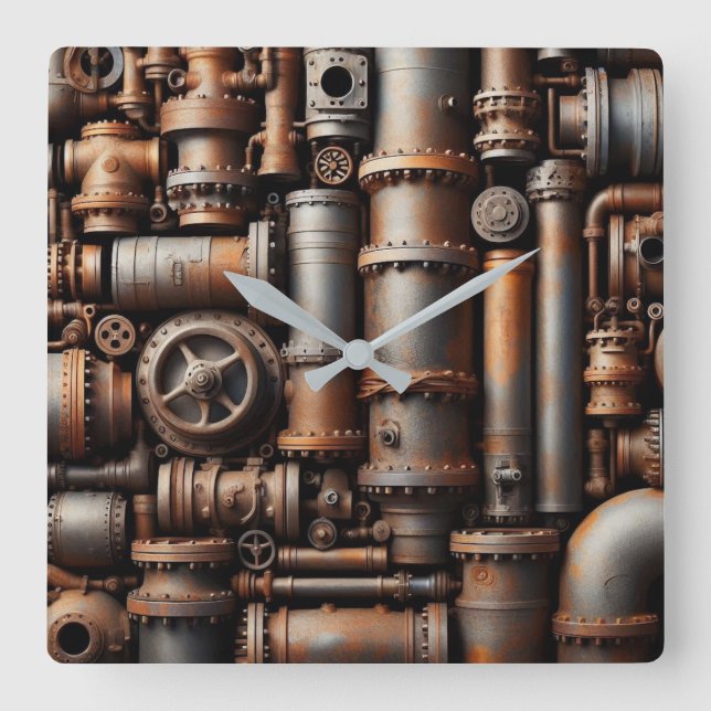 Rusty Pipes Wall Clock (Front)