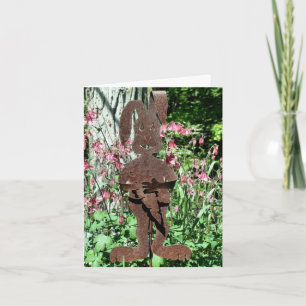 Rusty Rabbit Flower Garden  Note Card