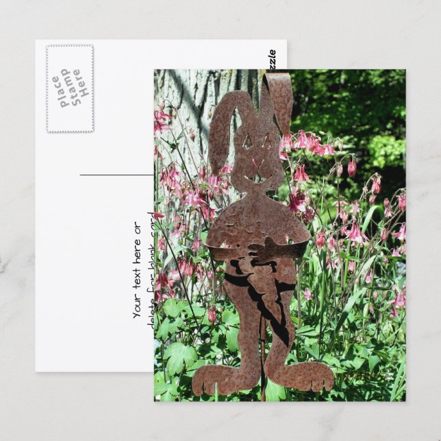Rusty Rabbit Flower Garden Photography Postcard (Front/Back)