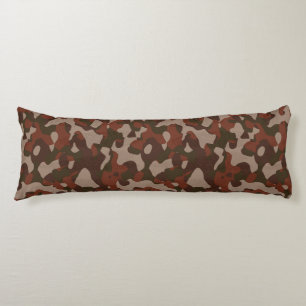 Rusty Red and Dark Olive Camo abstract Body Pillow