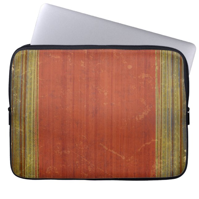Rusty Red Green Stripes Laptop Computer Sleeve (Front)