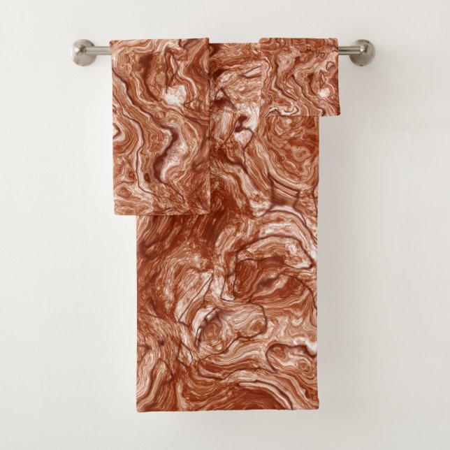 Rusty Red Marble abstract Bath Towel Set (Insitu)