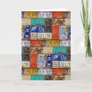 rusty retro license plate collection card