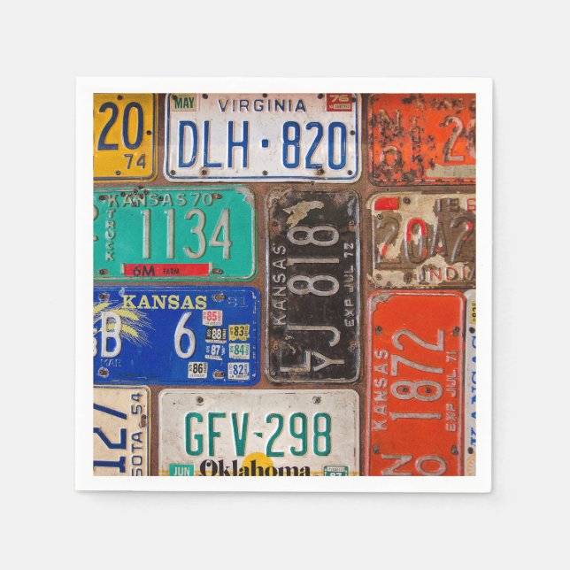 Rusty Retro License Plate Collection Napkin (Front)