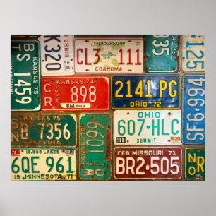 rusty retro license plate collection poster