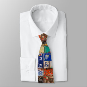 rusty retro license plate collection tie
