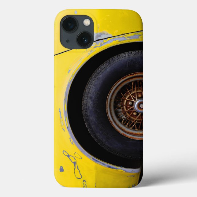 Rusty Roadmaster Tire, Peeling Yellow Painted Car Case-Mate iPhone Case (Back)