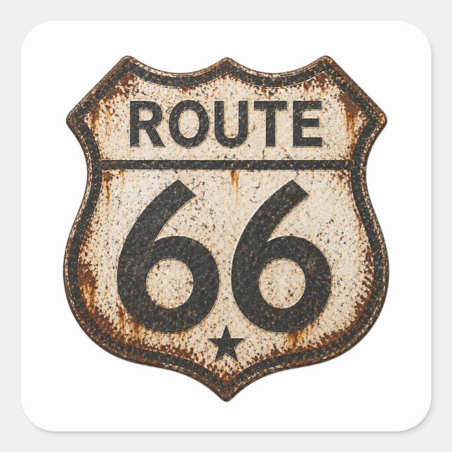 Rusty Route 66 Vintage Highway Shield Sticker (Front)