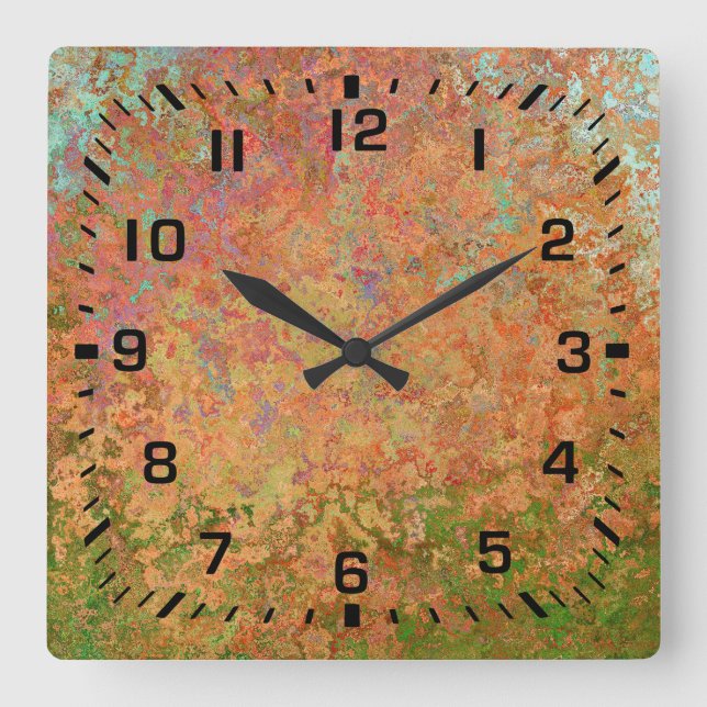 Rusty sheet square wall clock (Front)