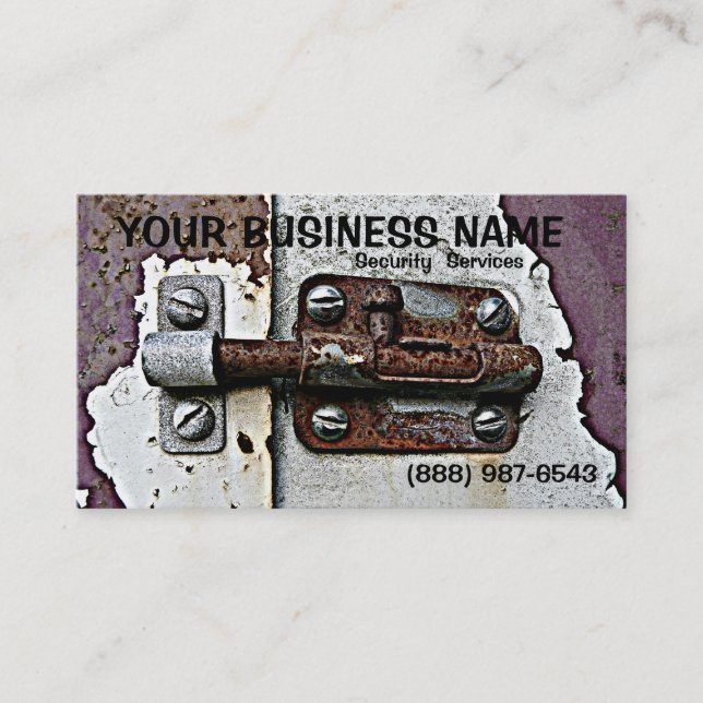 Rusty Slide Bolt  Lock Security Business Card (Front)