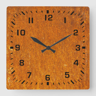 Rusty Square Wall Clock