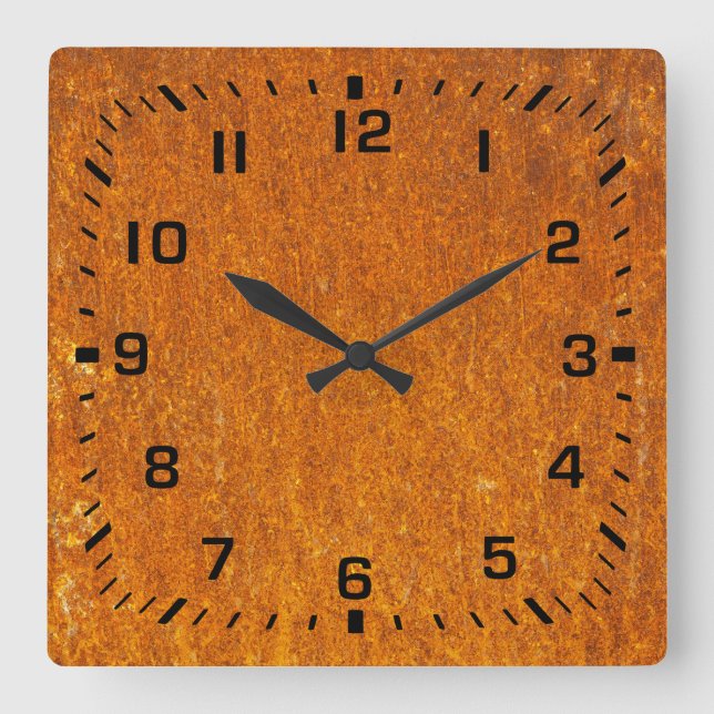 Rusty Square Wall Clock (Front)