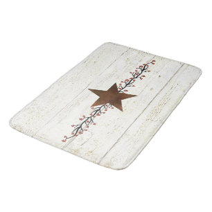 Rusty star and berries bath mat