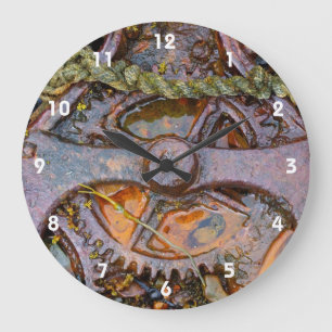 Rusty steampunk machinary cogs large clock
