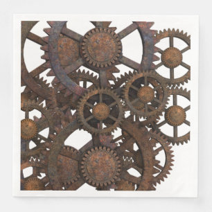 Rusty Steampunk Metal Gears Napkin