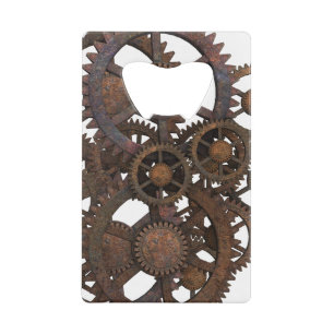 Rusty Steampunk Metal Gears Wallet Bottle Opener