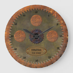Rusty Steampunk Personalized Clock