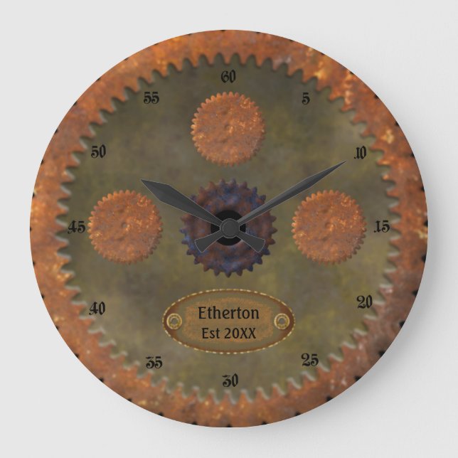Rusty Steampunk Personalized Clock (Front)