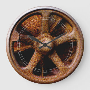 Rusty Submarine Hatch Wheel Large Clock