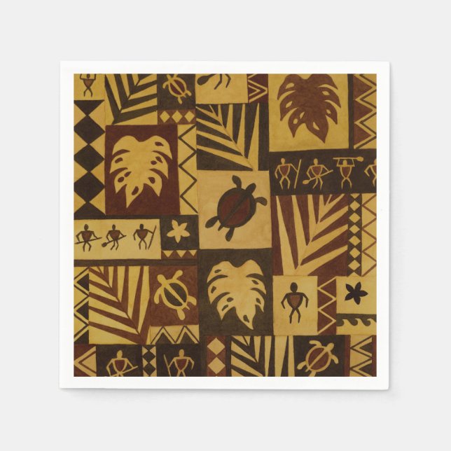 Rusty Tapa Hawaiian Warrior Paper Napkins (Front)